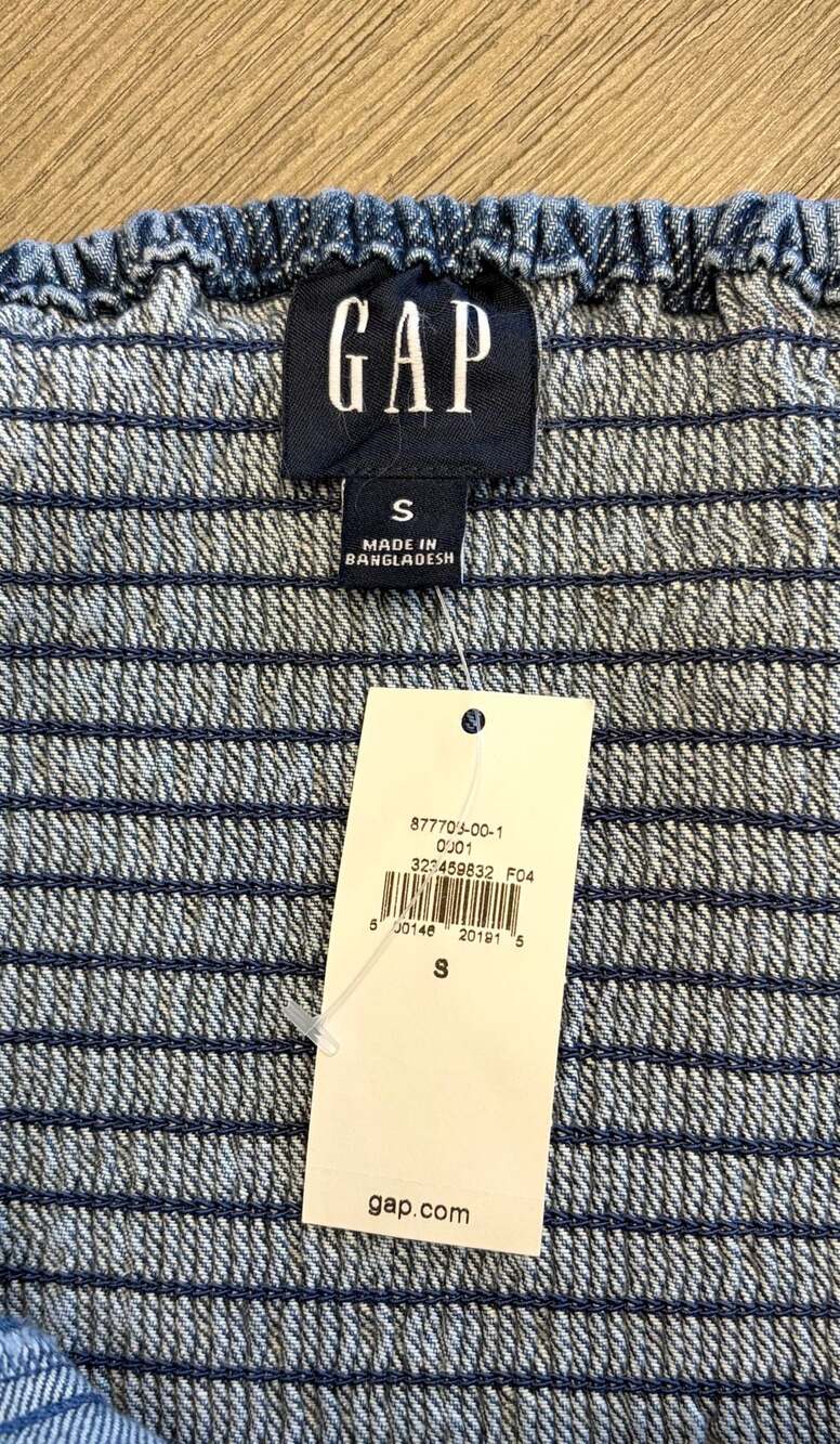 NWT Gap Denim Scoop Neck Maxi Dress Small Medium Wash Fit & Flare - Picture 4 of 12
